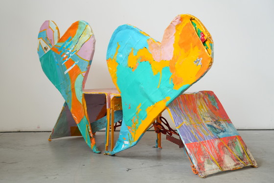 Image 1 of Guido Coletti Sculptural Modular Chairs (1995) – Heart-Shaped Abstract Collage