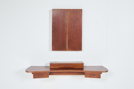 Image 1 of Danish Mid-Century Modern Wall Console with mirror by Frode Holm for Illums Bolighus, 1950’s
