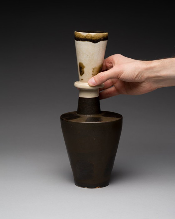 Image 1 of Friedhelm Tschentscher – Rare Studio Pottery Vase, Kassel, Allemagne, vers les années 1960 Kasseler Schule Prof. Walter Popp