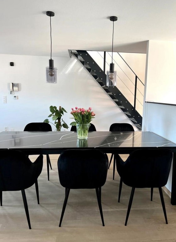 Image 1 of Table de salle à manger Recor en marbre Nero Marquina 240 x 100