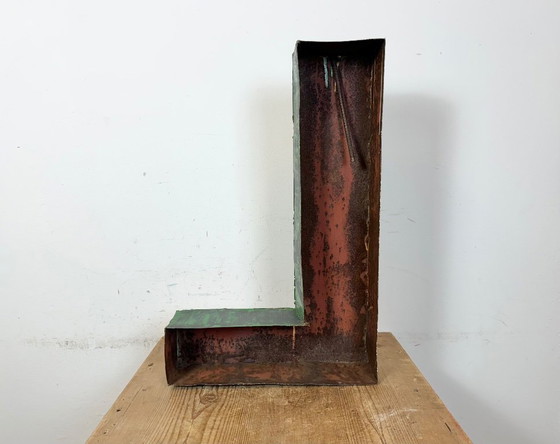 Image 1 of Grande lettera L in ferro verde vintage per facciata, anni '70