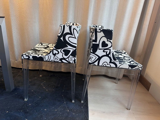 kartell mademoiselle chairs in moschino fabric