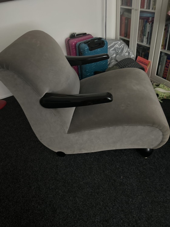 Image 1 of Art Deco chair with black lacquered armrests