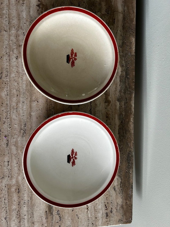 Image 1 of Jean Luce dinnerware set – red bonsai motif - Art Deco