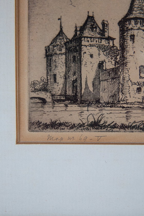 Image 1 of Fine line etching by the Dutch graphic artist Jan Poortenaar