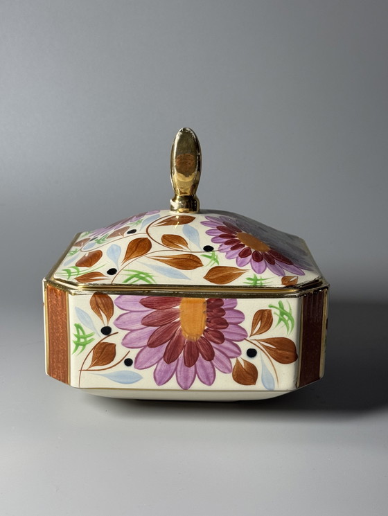 Image 1 of Boîte couverte Art Déco en céramique Boch Frères par Raymond Chevalier, Belgique, années 1930