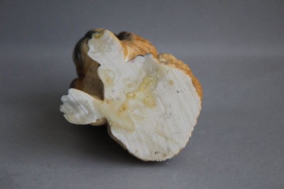 Image 1 of Figura de perro antigua, presumiblemente de alabastro, pesada, pintada a mano.