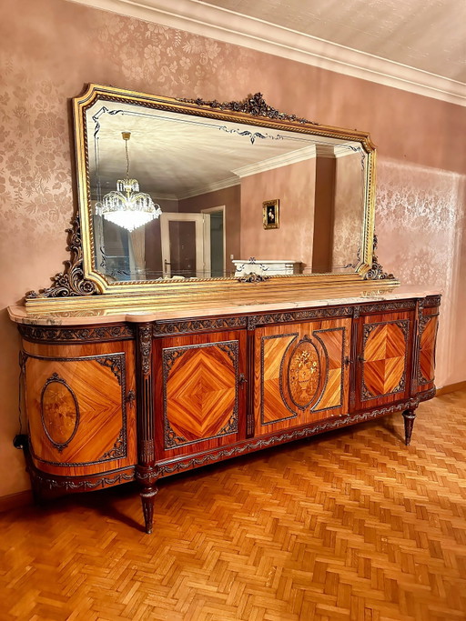 Buffet JP Ehalt avec miroir - Style Louis XIV - Buffet vintage années 70 - Ehalt Meubles