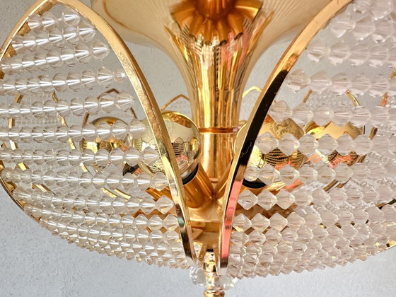 Vintage Palwa kristal plafondlamp – Plafondlampen, Messing (photo 17 of 18)