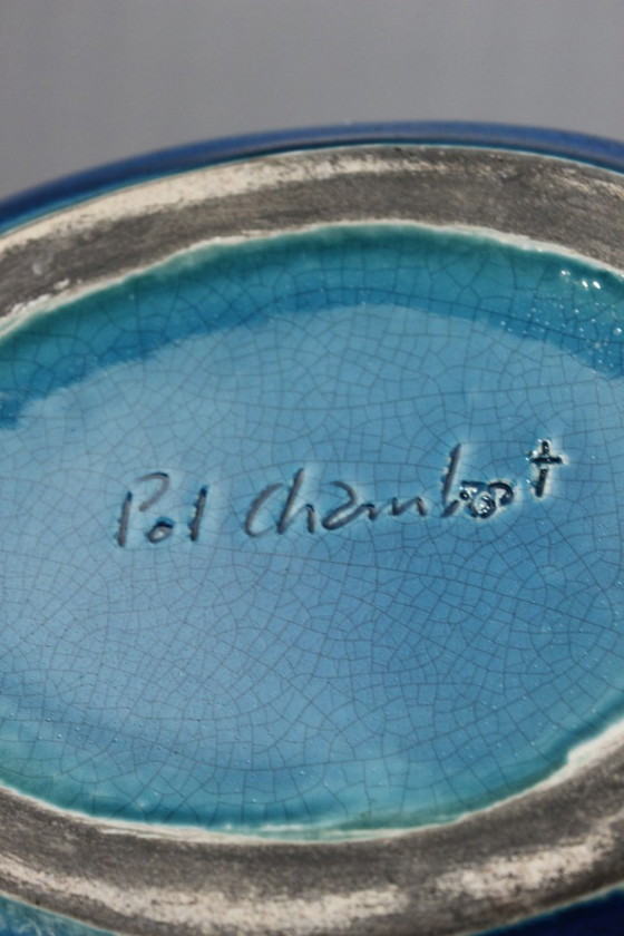 Image 1 of Pol Chambost Paris blue cracked flower spade forming a duck France 20th century