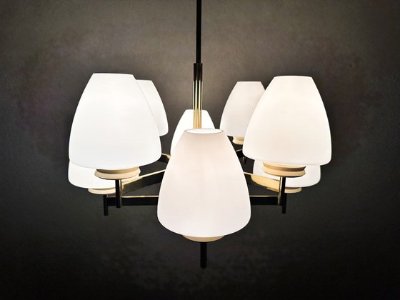 Vintage Kaiser Leuchten Pendant lamp – Glass, Brass (photo 9 of 15)
