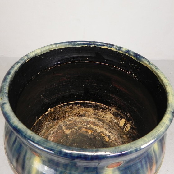 Image 1 of Flemish flowerpot on pedestal, ceramic, 1920s