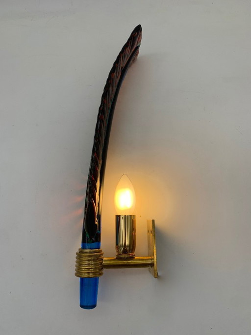 Wandlampe, einzelnes Blatt, Seguso zugeschrieben