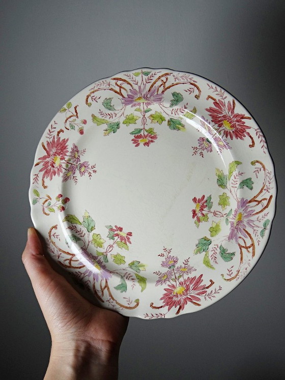 Image 1 of 4 antike Longchamp Daisy Dessertteller aus polychromem Steingut