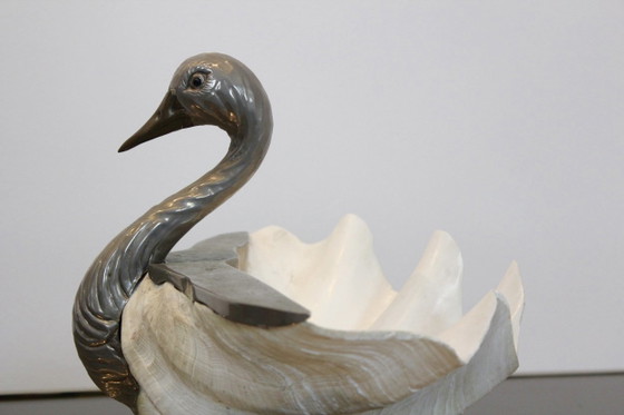 Cisne de concha gigante italiano de Gabriella Binazzi, Esculturas, Plateado (foto 2 de 9)