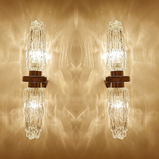 Image 1 of 2X Very Large Space Age Glass Wall Lights