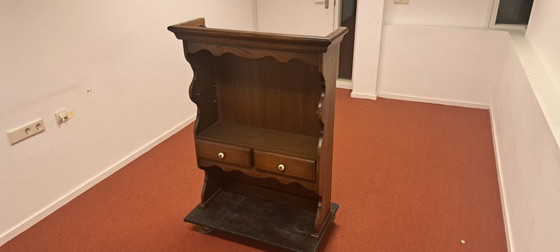 Image 1 of Vintage wooden cabinet with drawers and ribbed edge
