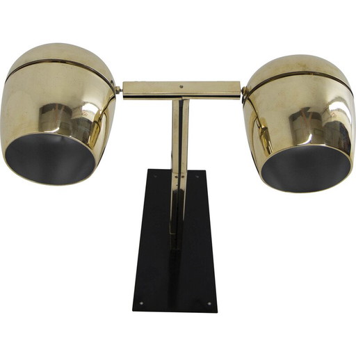 Vintage wall lamp with two brass shades by Napako, Czechoslovakia 1970s