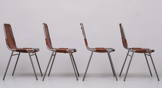 Image 1 of 4x “Les Arcs” Chairs selected by Charlotte Perriand – 1970S