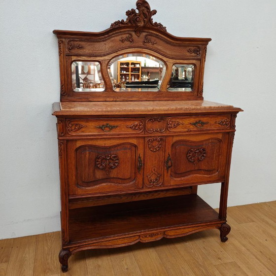 Credenza antica vintage, comò, credenza con vetrina con piano in marmo – Credenze con vetrina, Legno (photo 2 of 18)