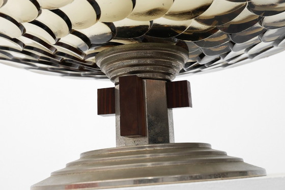 Image 1 of Fruttiera Art Déco in vetro, legno e metallo, Francia, anni '40