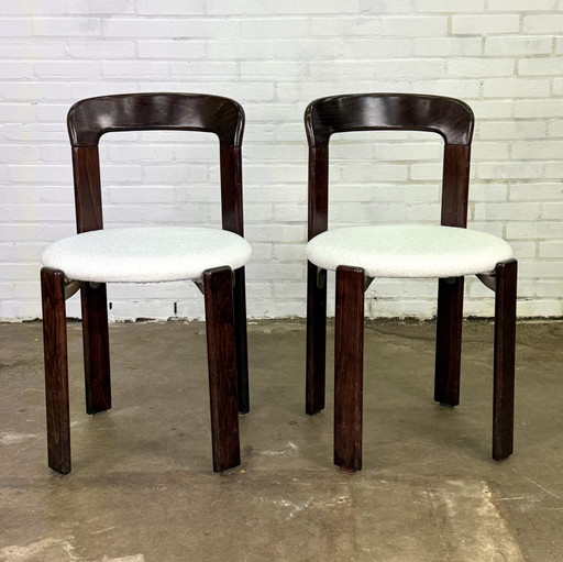 Set Of Two Bruno Rey Chairs In Dark Brown With White