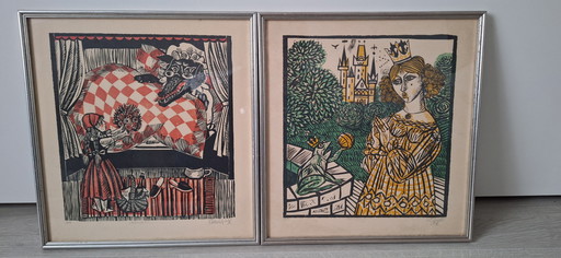 Deux magnifiques sérigraphies anciennes de Werner Schinko