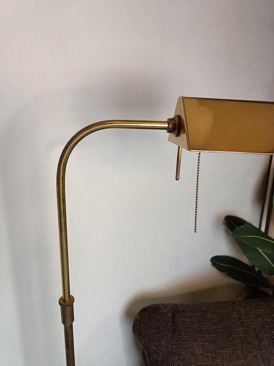 Image 1 of Vintage messing leeslamp vloerlamp goudkleurig 
