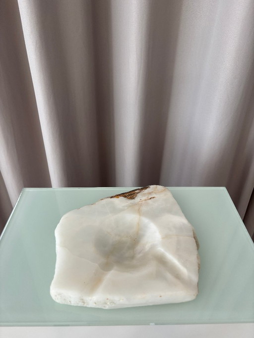 Vintage sculpturale onyx asbak/opbergbakje – zware natuursteen – schalen, Marble (photo 2 of 11)