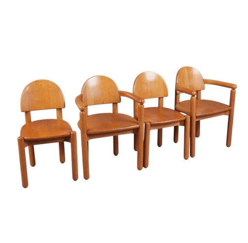 4x Rainer Daumiller chairs / dining chairs made of beech wood