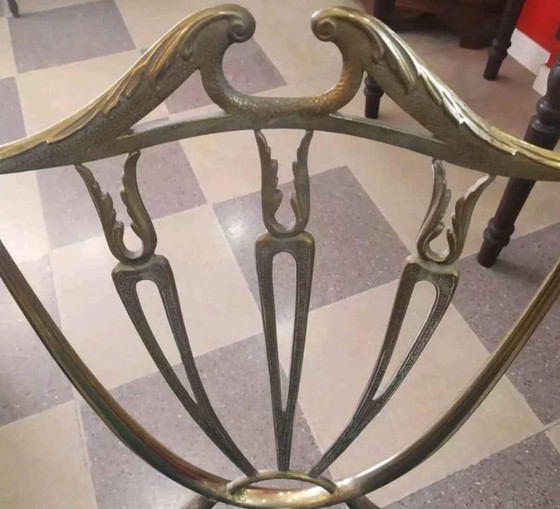 Image 1 of Paar Stühle im Chiavarine-Stil aus den 1950er Jahren mit Messingdesign