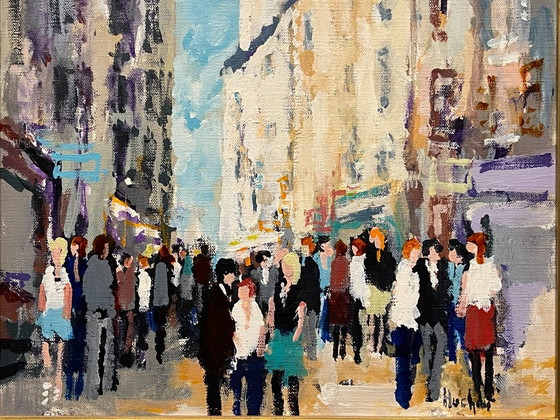 Urbain Huchet (1930–2014) — La Rue de la Huchette, París, Óleo sobre Lienzo en un Marco Montparnasse (photo 2 of 11)