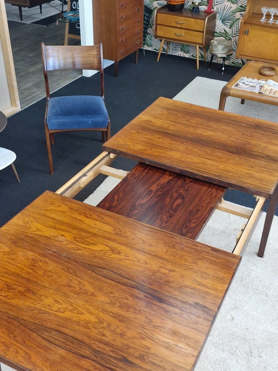Image 1 of Set da pranzo vintage con tavolo allungabile e 4 sedie in palissandro, anni '70