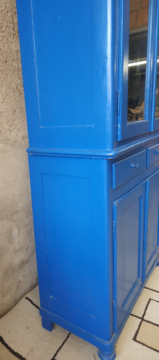 Image 1 of Altes Buffet, Geschirrschrank aus blauem Holz 1960