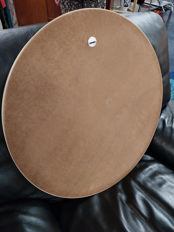Image 1 of 1 x large spaceage round mirror with off-white plastic edge 67cm diameter