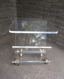 Charles Hollis Jones side table, acrylic glass, with magazine holder, Italy, 1970s.