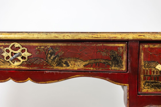 Image 1 of Bureau Plat de Style Louis XV à Décor de Scènes Lacustres, Circa 1800