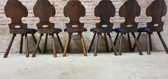 Image 1 of 6 brutalistische Manoir-Stühle mit großem Fuß