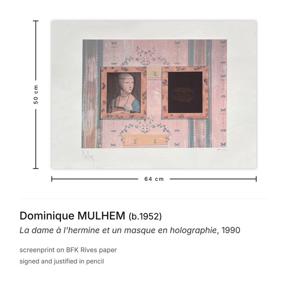 Image 1 of Dominique MULHEM La Dama con l'ermellino e la maschera olografica Serigrafia firmata