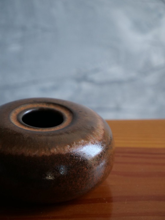 Image 1 of Brown vintage ceramic vase from Töpferhof Gramann Mid-Century