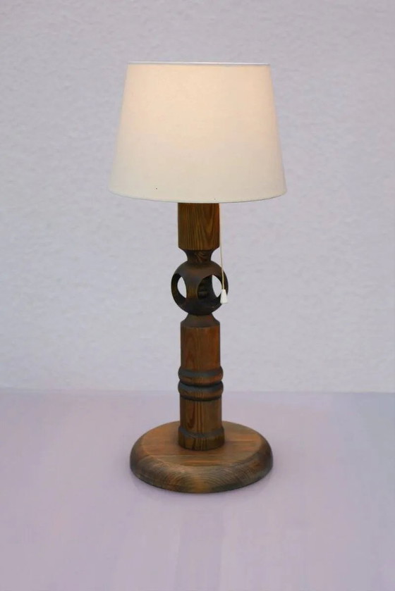 Image 1 of Large pine table lamp by Uno & Östen Kristiansson for Luxus, Sweden
