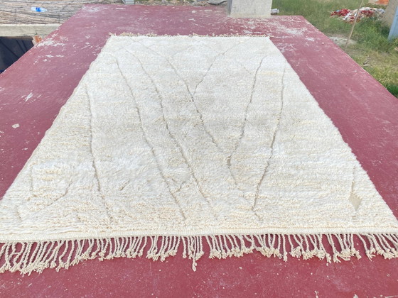 Large cream Beni Ouarain rug with tone-on-tone diamond pattern – 300 x 200 cm – Rugs & carpets, Wool, Cotton (photo 4 of 11)