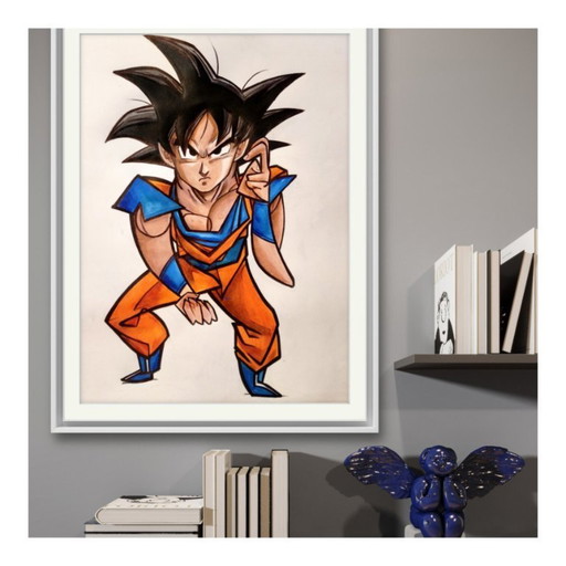 Framed artist's drawing - Nunzio MACCIONI - Goku meets Picasso