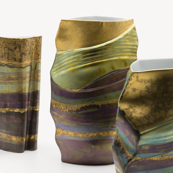 Image 1 of Rosenthal Studio Line Johan van Loon Drexler Fine Porcelain Art Vase Trio Eosin