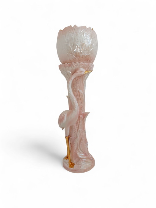 Italian plant column with matching pot in mother-of-pearl pink