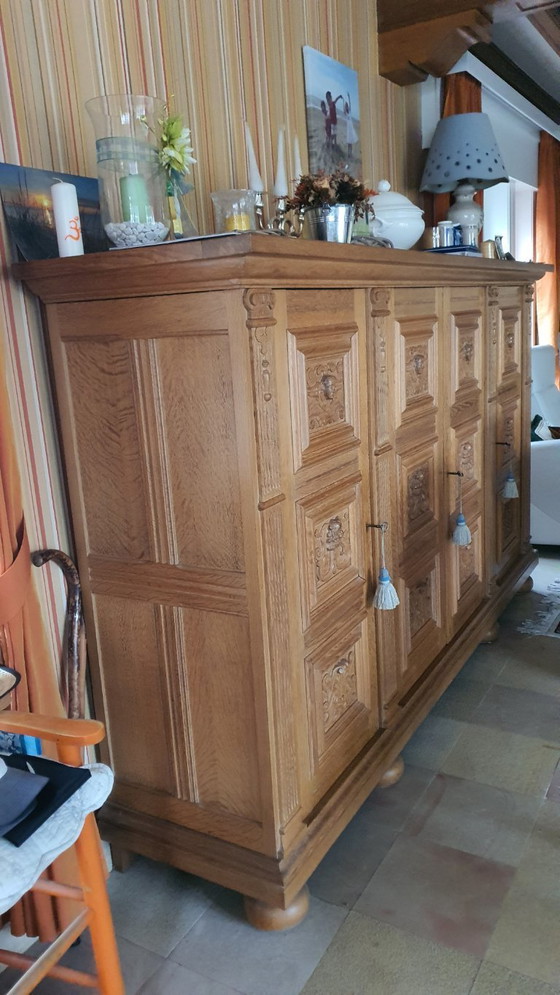 Image 1 of Solid oak buffet cabinet