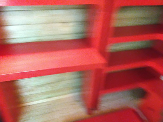 Image 1 of Bureau and Corner Rack, Design by Olaf von Bohr for Kartell, Red