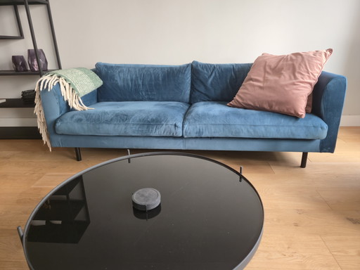 SIDDE Frode – Sofá de 3 plazas de terciopelo, Azul Océano – banken, Metal, Velvet