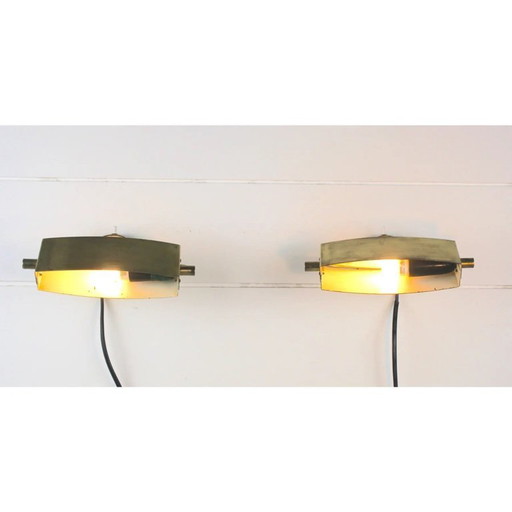 Brass Pair of Sconces, Jacques Biny, France 1950's