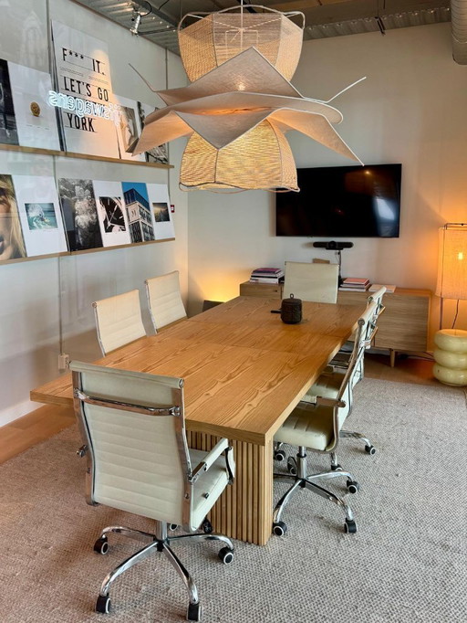 PALANZO dining table / meeting room table with insert 105x196+45 cm
